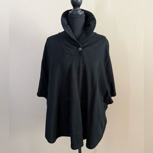 Ralph Lauren Black Poncho Sweater Shawl Collar Pullover Cape OS M L